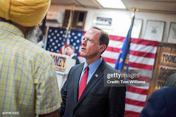 Sen. Pat Toomey, R-Pa., attends a campaign at the Herbert W. Best VFW Post 928 in Folsom, Pa., September 23, 2016. Sen. John McCain, R-Ariz., also...