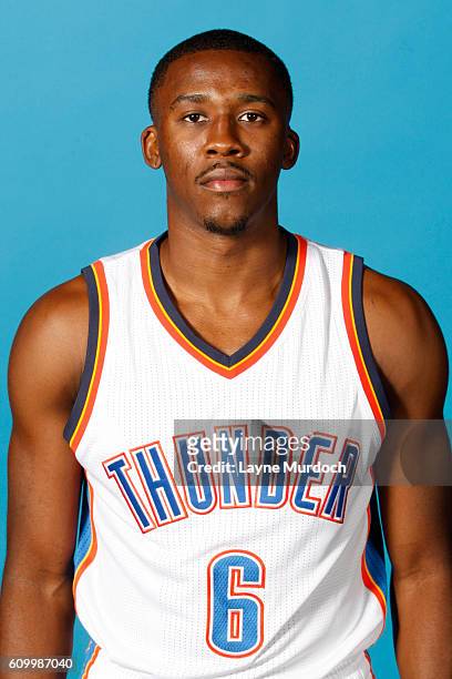 Semaj Christon of the Oklahoma City Thunder poses for a head shot during 2016 NBA Media Day on September 23, 2016 at the Chesapeake Energy Arena in...