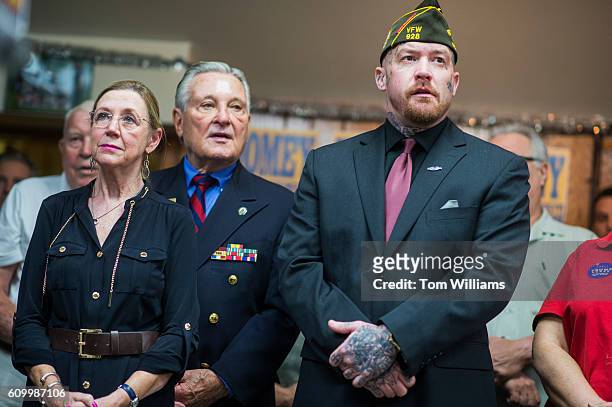 Post Commander John Sheaffer, right, attends a campaign with Sens. Pat Toomey, R-Pa., and John McCain, R-Ariz., at the Herbert W. Best VFW Post 928...