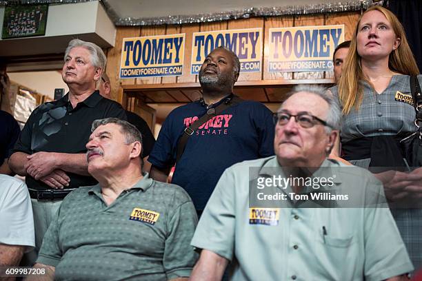 Randy Robinson, center, attends a campaign event for Sen. Pat Toomey, R-Pa., at the Herbert W. Best VFW Post 928 in Folsom, Pa., September 23, 2016....