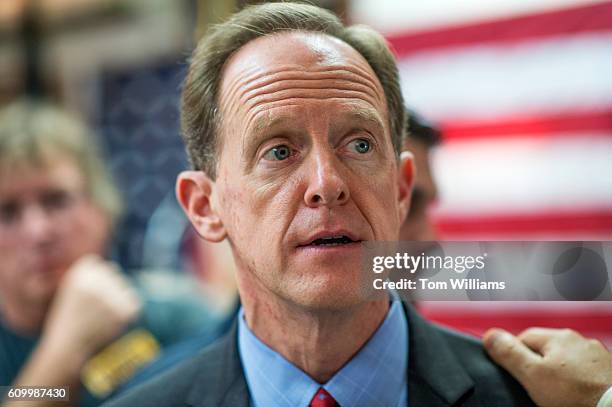 Sen. Pat Toomey, R-Pa., attends a campaign event at the Herbert W. Best VFW Post 928 in Folsom, Pa., September 23, 2016. John McCain, R-Ariz., also...