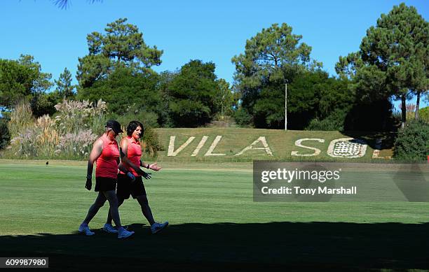 Deana Rushworth and Sally Baxter of Witney Lakes Golf Club walking down the 6th fairway during the WPGA Lombard Trophy Final Day Two at Pestana Vila...