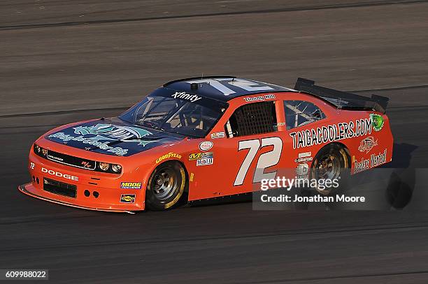 John Jackson, driver of the Crash Claimes R Us Chevrolet, on track during practice for the NASCAR XFINITY Series VysitMyrtleBeach.com 300 at Kentucky...