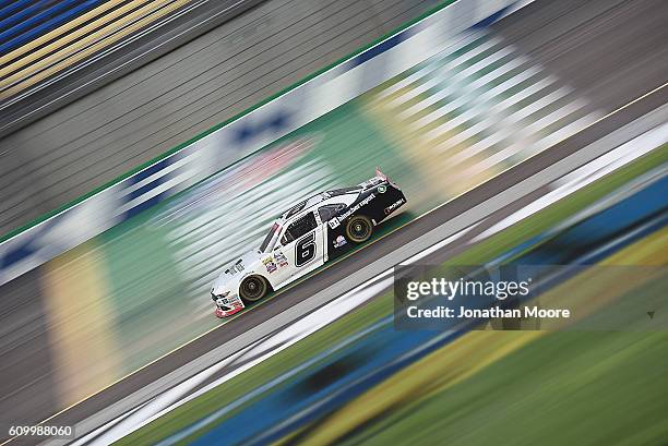 Darrell Wallace Jr., driver of the Report Ford Mustang Ford, on track during practice for the NASCAR XFINITY Series VysitMyrtleBeach.com 300 at...