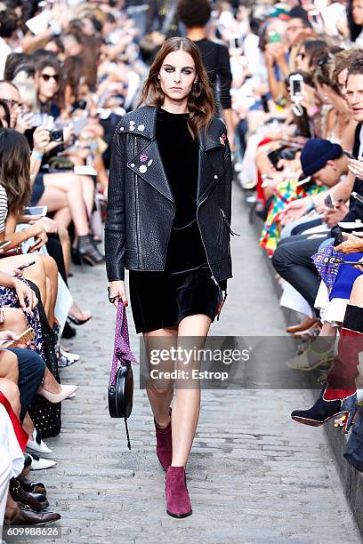 Model walks the runway at the Rebecca Minkoff show at The Gallery, Skylight at Clarkson Sq on September 10, 2016 in New York City.