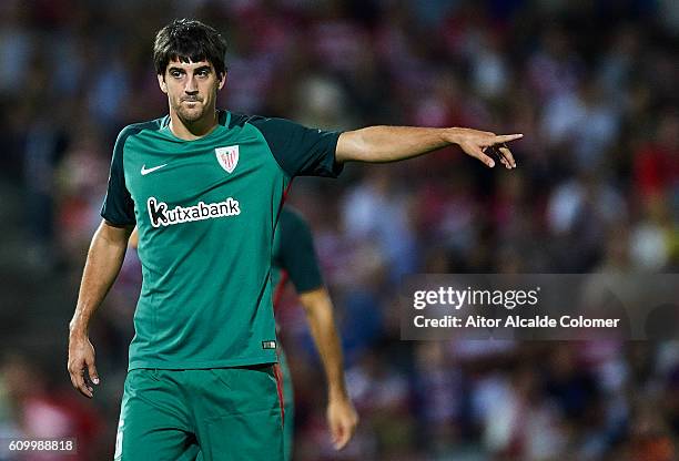 Mikel San Jose of Athletic Club looks on during the match between Granada CF vs SD Eibar as part of La Liga at Nuevo los Carmenes Stadium on...