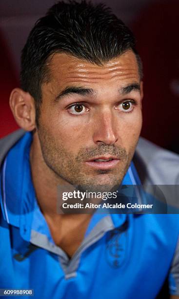 David Barral of Granada CF looks on during the match between Granada CF vs SD Eibar as part of La Liga at Nuevo los Carmenes Stadium on September 11...