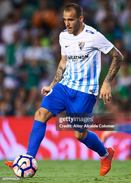 Sandro Ramirez of Malaga CF in actionduring the match between Real Betis Balompie vs Malaga CF as part of La Liga at Benito Villamarin stadium on...