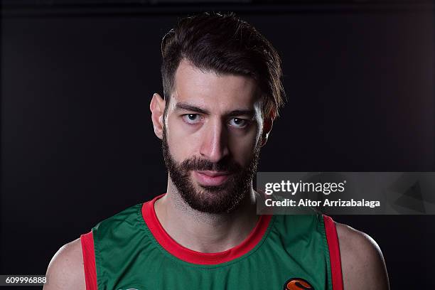 Tornike Shengelia, #23 of Baskonia Vitoria Gasteiz poses during the 2016/2017 Turkish Airlines EuroLeague Media Day at Fernando Buesa Arena on...