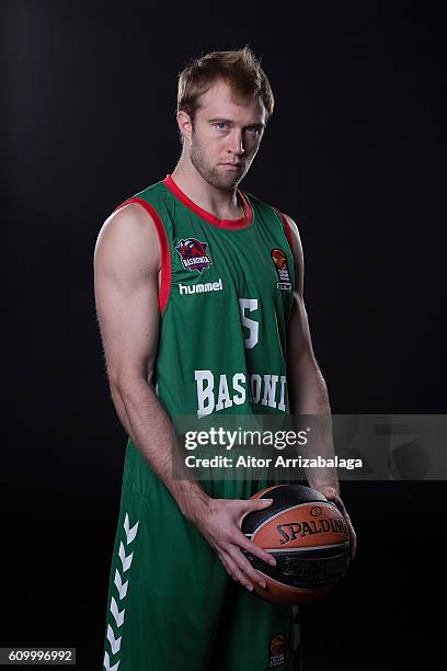 Trevor Cooney, #5 of Baskonia Vitoria Gasteiz poses during the 2016/2017 Turkish Airlines EuroLeague Media Day at Fernando Buesa Arena on September...