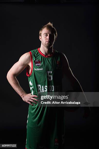 Trevor Cooney, #5 of Baskonia Vitoria Gasteiz poses during the 2016/2017 Turkish Airlines EuroLeague Media Day at Fernando Buesa Arena on September...