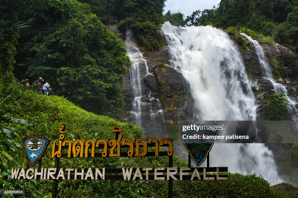 Wachirathan waterfall : waterfall in doi inthanon national park, Chiang mai,Thailand.