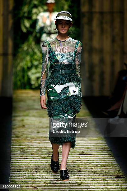 Model walks the runway at the Max Mara show Milan Fashion Week Spring/Summer 2017 on September 22, 2016 in Milan, Italy.