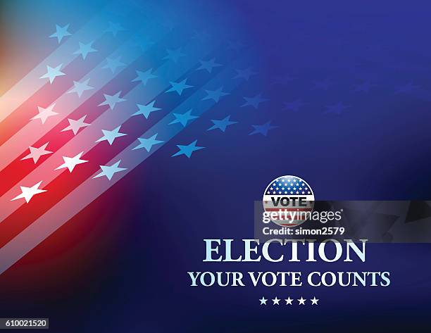 usa election vote button with stars and stripes background - politics background stock illustrations