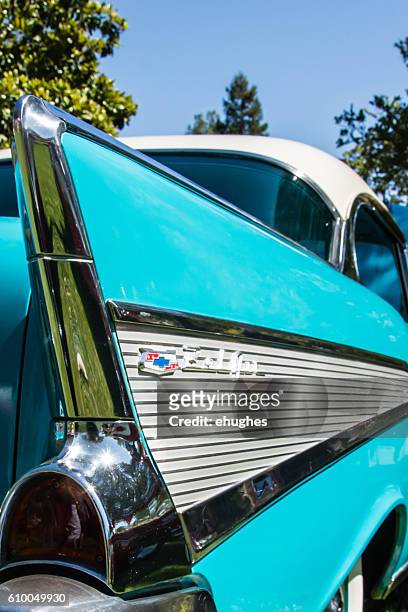 classic chevrolet tail fin - 1957 chevrolet stock pictures, royalty-free photos & images
