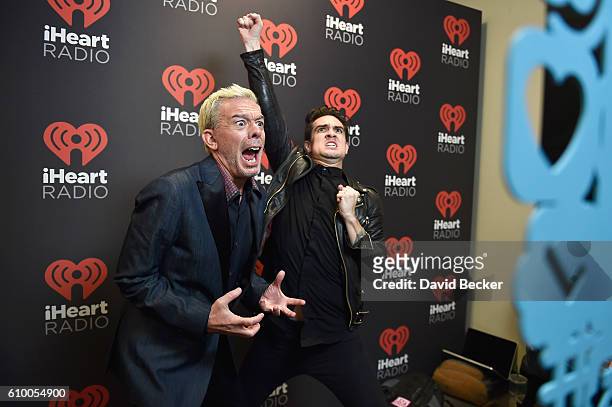Radio personality Elvis Duran and musician Brendon Urie of Panic! at the Disco attend the 2016 iHeartRadio Music Festival at T-Mobile Arena on...
