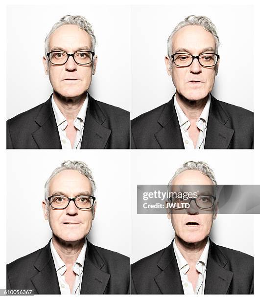 portrait of businessman in photo booth - passport sized photograph stock pictures, royalty-free photos & images