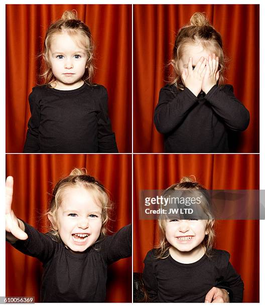 young girl 2-3 years, in photo booth - photo strip stock pictures, royalty-free photos & images