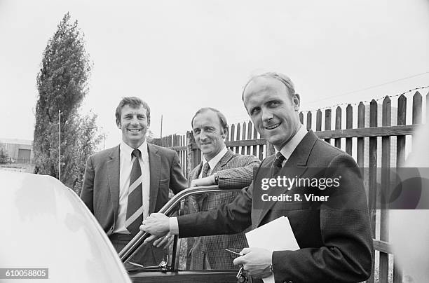 From left to right, Brian Whitehouse , George Wright and Don Howe of West Bromwich Albion FC, UK, July 1971.