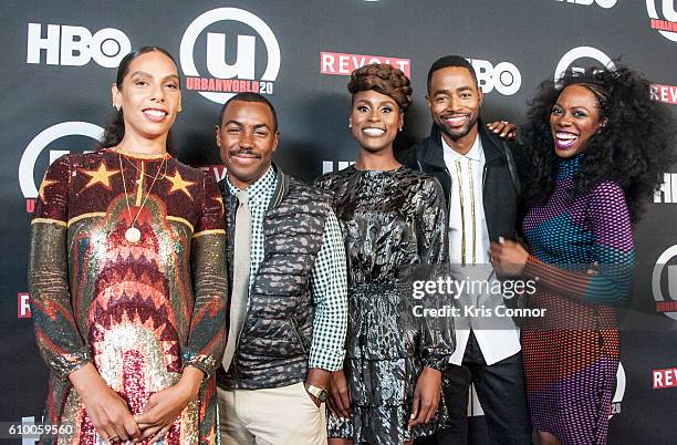 Melina Matsoukas, Prentice Penny, Issa Rae, Jay Ellis and Yvonne Orji attend the screening of HBO's new sitcom "Insecure" during the 2016 Urbanworld...