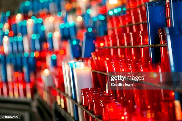 votive prayer candles at cathedral - hatboro stock pictures, royalty-free photos & images