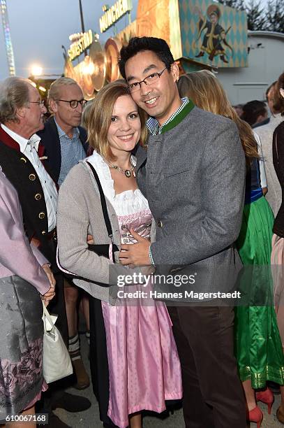 Philipp Roesler and his wife Wiebke Roesler during the Oktoberfest at Theresienwiese on September 23, 2016 in Munich, Germany.