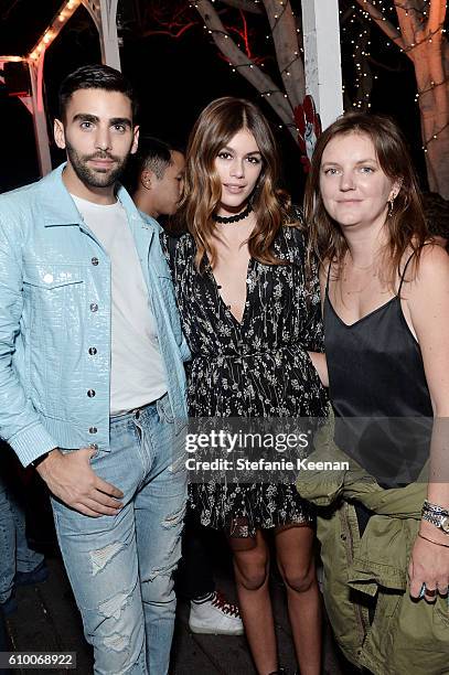 Philip Picardi, Kaia Jordan Gerber and Marie Suter attend 14th Annual Teen Vogue Young Hollywood with American Eagle Outfitters on September 23, 2016...