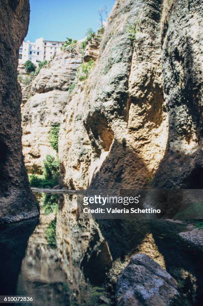 el tajo canyon, ronda, andaluz, spain - luogo d'interesse stock pictures, royalty-free photos & images