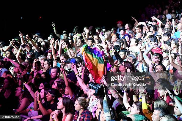 View of the crowd while Tegan and Sara perform onstage during day 1 of the 2016 Life Is Beautiful festival on September 23, 2016 in Las Vegas, Nevada.