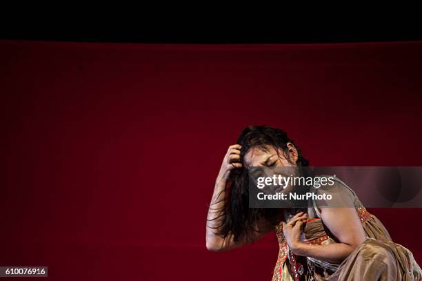 Artists perform a theater of Mahabharata Kurukshetra War in Yogyakarta, Indonesia, on September 23, 2016. Mahabharata is an international project...