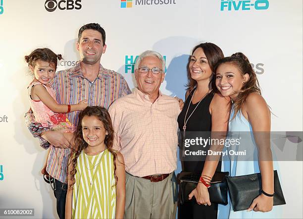 Actor Teilor Grubbs and her family arrive at the CBS 'Hawaii Five-0' Sunset On The Beach Season 7 Premier Event at Queen's Surf Beach on September...