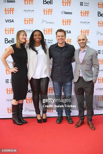 Producers Lauren Beck, Kimberly Steward, Matt Damon and Josh Godfrey attend the 'Manchester By The Sea' Toronto International Film Festival Premiere...