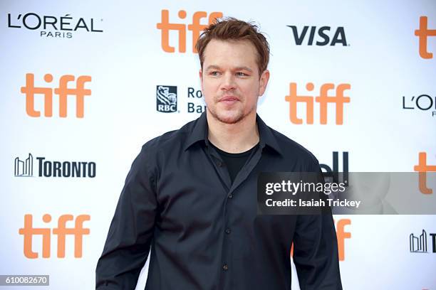 Producer Matt Damon attends the 'Manchester by the Sea' premiere during the 2016 Toronto International Film Festival at Princess of Wales Theatre on...