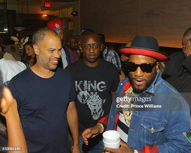 Jesse Collins, Chaka Zulu and Young Jeezy attend the TD3 Reception Hosted By Def Jam at STK on September 17, 2016 in Atlanta, Georgia.