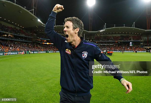 Robert Murphy of the Bulldogs celebrates during the 2016 AFL First Preliminary Final match between the GWS Giants and the Western Bulldogs at...