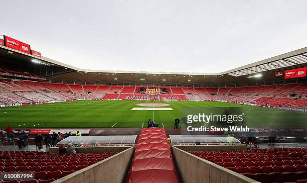 General view inside the stadium prior to kick off during the Premier League match between Sunderland and Crystal Palace at the Stadium of Light on...