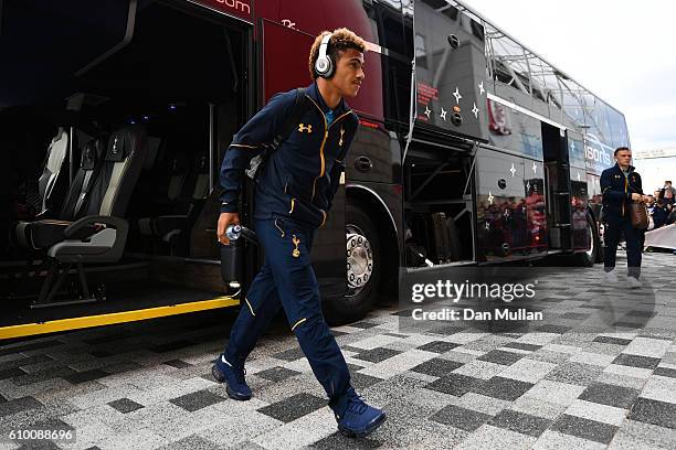 Marcus Edwards of Tottenham Hotspur arrives at the stadium prior to kick off during the Premier League match between Middlesbrough and Tottenham...