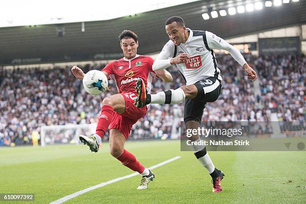 Marcus Olsson of Derby County and Ben Marshall of Blackburn Rover in action during the Sky Bet Championship match between Derby County and Blackburn...