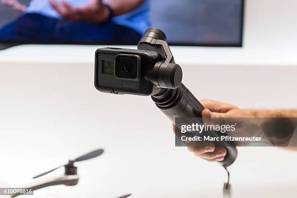 The new GoPro drone Karma Grip is presented at the 2016 Photokina trade fair on September 24, 2016 in Cologne, Germany. Photokina is the world's...