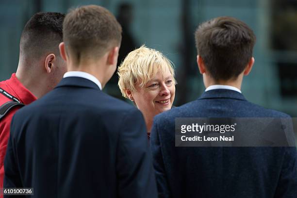 Former Labour Party leadership candidate Angela Eagle MP talks to delegates ahead of the Labour Party Women's Conference on September 24, 2016 in...