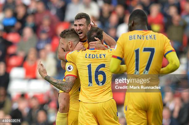 James McArthur of Crystal Palace celebrates scoring his sides second goal during the Premier League match between Sunderland and Crystal Palace at...