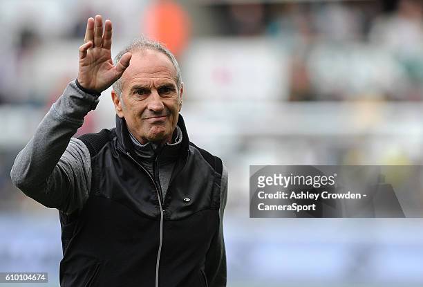 Swansea City manager Francesco Guidolin during the Premier League match between Swansea City and Manchester City at Liberty Stadium on September 24,...