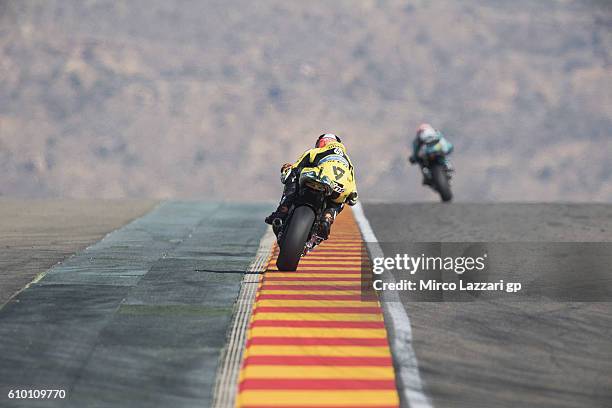 Alex Rins of Spain and Paginas Amarillas HP40 heads down a straight during the qualifying practice during the MotoGP of Spain - Qualifying at...