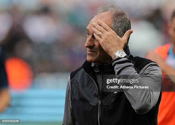 Francesco Guidolin, Manager of Swansea City prior to the Premier League match between Swansea City and Manchester City at The Liberty Stadium on...