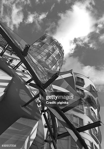 close up of the dancing house - dancing building prague stock pictures, royalty-free photos & images