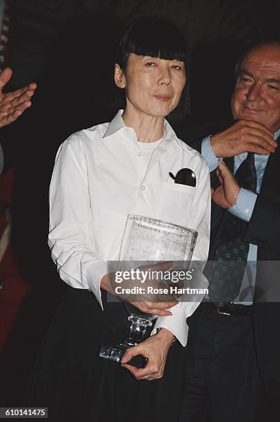 Japanese fashion designer Rei Kawakubo at the 'Idea l'Uomo' press conference at the Palazzo Vecchio in Florence, Italy.