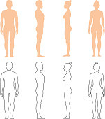 Male and female human vector silhouettes