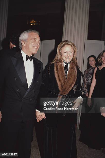 American fashion designer Ralph Lauren and his wife Ricky at a Metropolitan Museum gala, New York City, 1984.