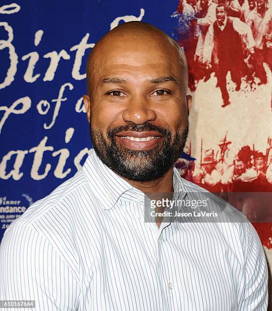 Former NBA player Derek Fisher attends the premiere of "The Birth of a Nation" at ArcLight Cinemas Cinerama Dome on September 21, 2016 in Hollywood,...
