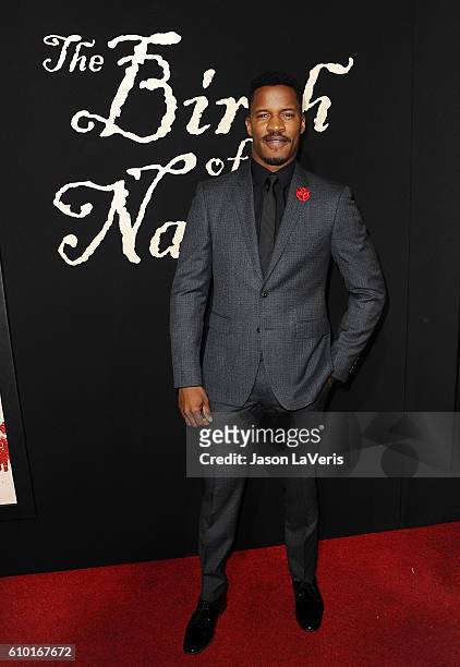 Actor Nate Parker attends the premiere of "The Birth of a Nation" at ArcLight Cinemas Cinerama Dome on September 21, 2016 in Hollywood, California.